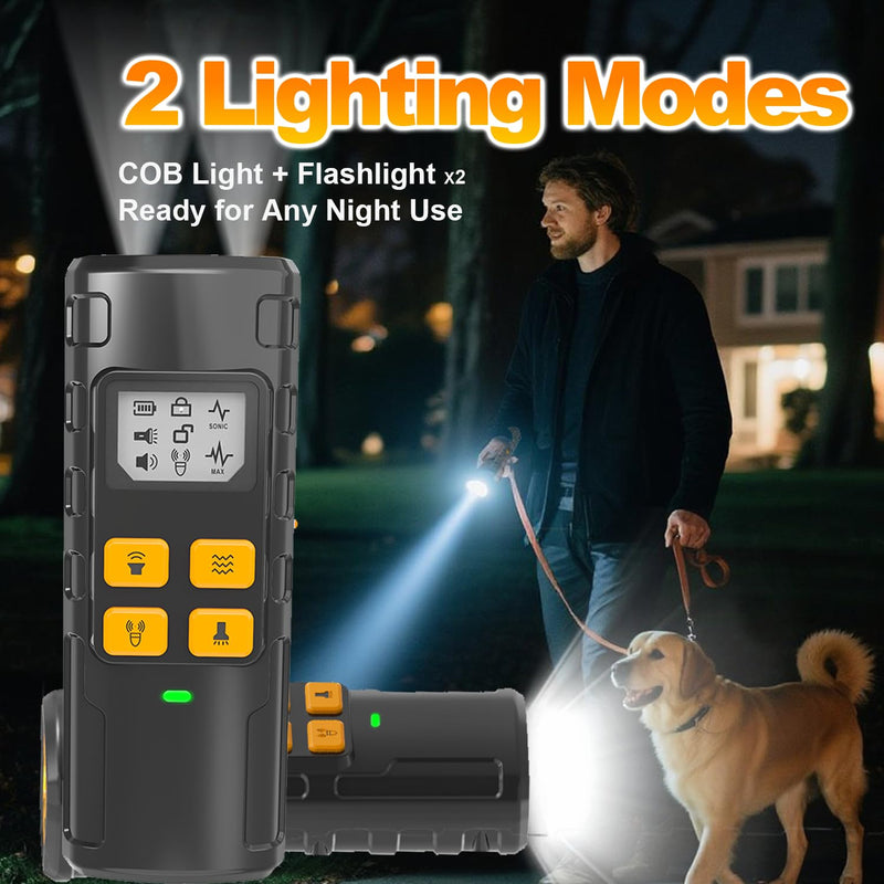 Dog Bark Deterrent - 2025 Triple Anti Bark Device Ultrasonic Strobe light Hybrid with 2 Modes, 6 IN 1 Humane Trainer, LCD Display, 50ft Range for Indoor Outdoor, Instantly Stop Neighbor's Dog Barking