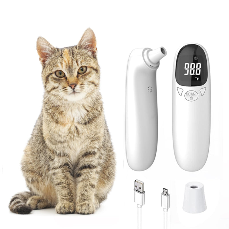 Cat & Dog Thermometer, pet Ear Thermometer, Specially Designed for Pets, Quickly and accurately detects Temperature in 1 Second (White) White