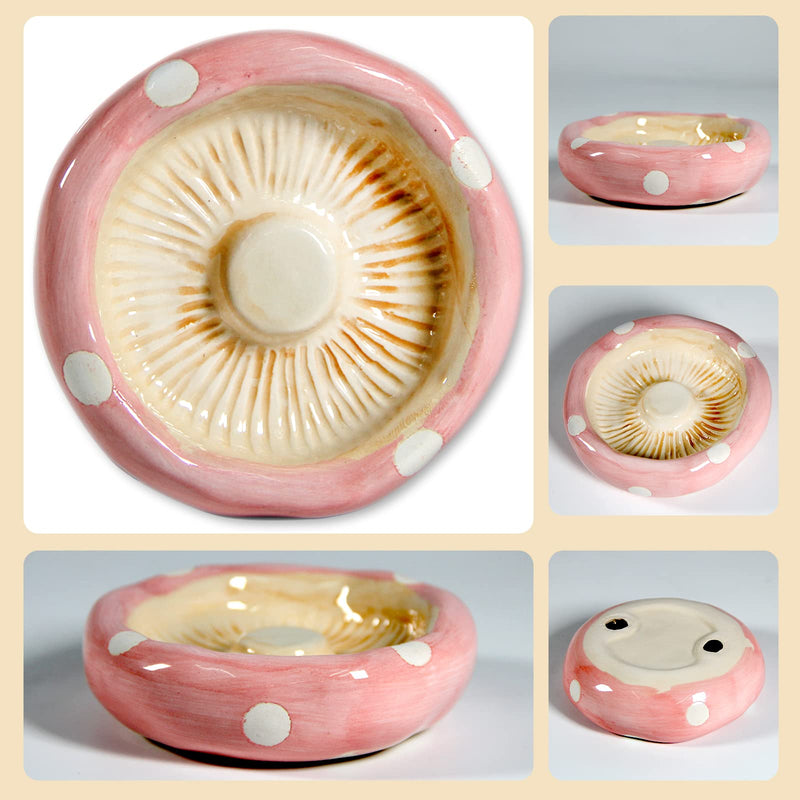 Ceramic Mushroom Habitats Hamster Hideout，Hamster House Hamster Hideaway House Habitats Food Feeding Bowl Gerbils Chinchillas Ferrets Hedgehog Small Animals(Pink Mushroom set) Pink Mushroom set - PawsPlanet Australia