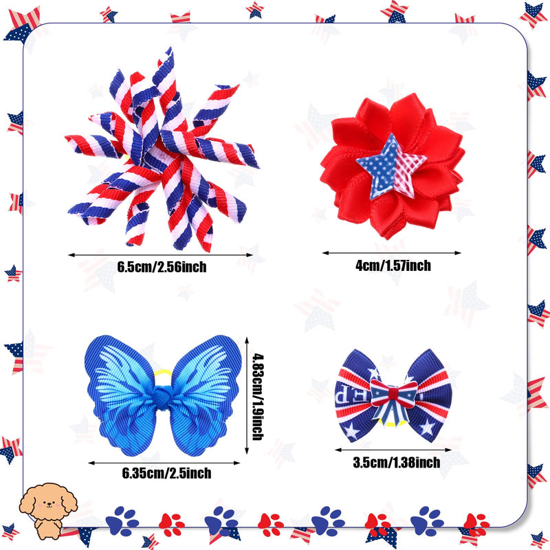 52 Pcs 4th of July Dog Hair Bows Bulk with Rubber Bands Patriotic Dog Grooming Bows for American Flag Independence Day Memorial Day Holiday Cute Pet Puppy Cats Hair Accessories - PawsPlanet Australia