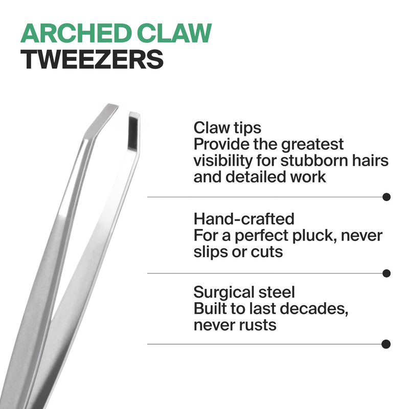 GERMANIKURE Professional Arched Claw Tweezers in Cork Case- FINOX Stainless Steel Sharp - Ethically Made in Solingen, Germany - 4408