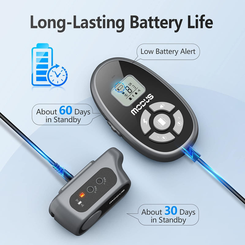 MODUS Dog Training Collar with Remote - 4 Modes Dog Shock Collar, Recording Playback, Beep, Vibration Anti Barking Device to Stop Dog Unwanted Behavior, Rechargeable Bark Collar for All Sized Dogs - PawsPlanet Australia