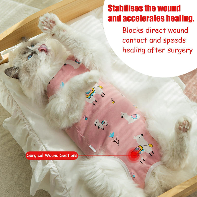 2 Pack Cat Recovery Suit, Breathable Anti Licking Cat Surgery Bodysuit, E-Collar Cone Alternative, Adjustable Spay Recovery Vest for Female Kitten, Size M Fit 2-4KG Cats