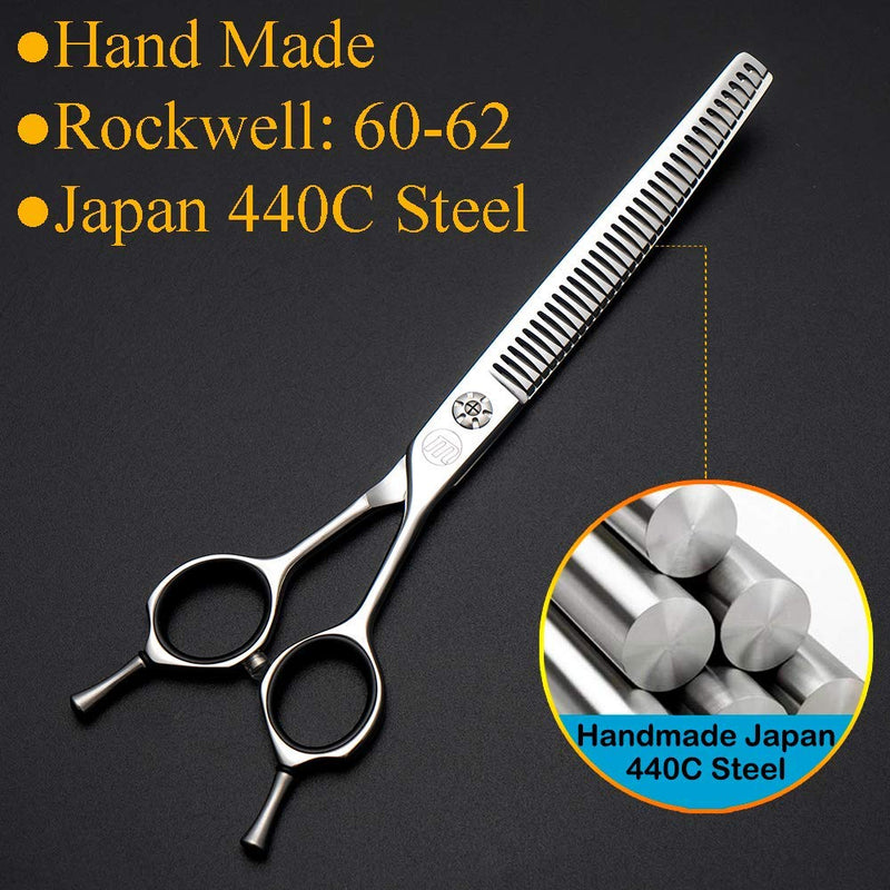 Moontay Professional 7.0" Dog Grooming Chunkers Scissors, Upward Curved Pets Grooming Thinning/Blending Shears - Japan 440C Stainless Steel for Pet Groomers or Family DIY Use 7.0 inches - PawsPlanet Australia