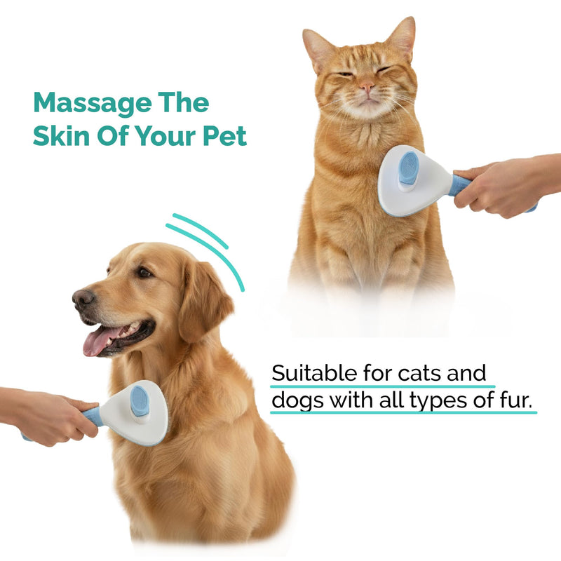 PETS-LAMB Self-Cleaning Dog and Cat Grooming Brush, Suitable for Long or Short Hair, Loose Hair Removal Brush, Easy to Remove, Pet Massage Tool. (Blue) Blue