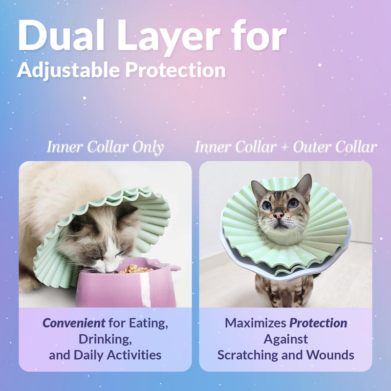 McGill’s Tail Cat Cone Collar Soft, Comfortable Cat Recovery Collar with Royal Ruffled Design, Adjustable Elizabethan Collar for Cats, Water-Resistant EVA Cat Cones After Surgery (Mint Green, M) Mint Green Medium