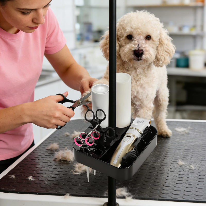 Rotatable Pet Grooming Tools Holder, Portable ABS Plastic Grooming Table Arm Organizer, Durable Pet Shop Hairdressing Storage Rack, Practical Groomer Organization for Scissors Combs Clips - PawsPlanet Australia