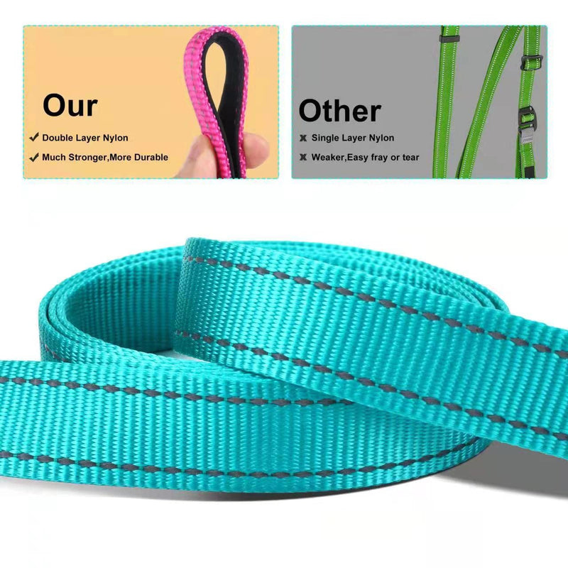 Soft Neoprene Padded Dog Collar and Leash Set for Small Medium Large Dogs, Reflective Durable Nylon Dog Collar with 5ft Leash Easy for Walking, Teal,Neck fit 10.5-15.5’’ S:Neck 10.5-15.5’’, Leash 3/4’’*5ft - PawsPlanet Australia
