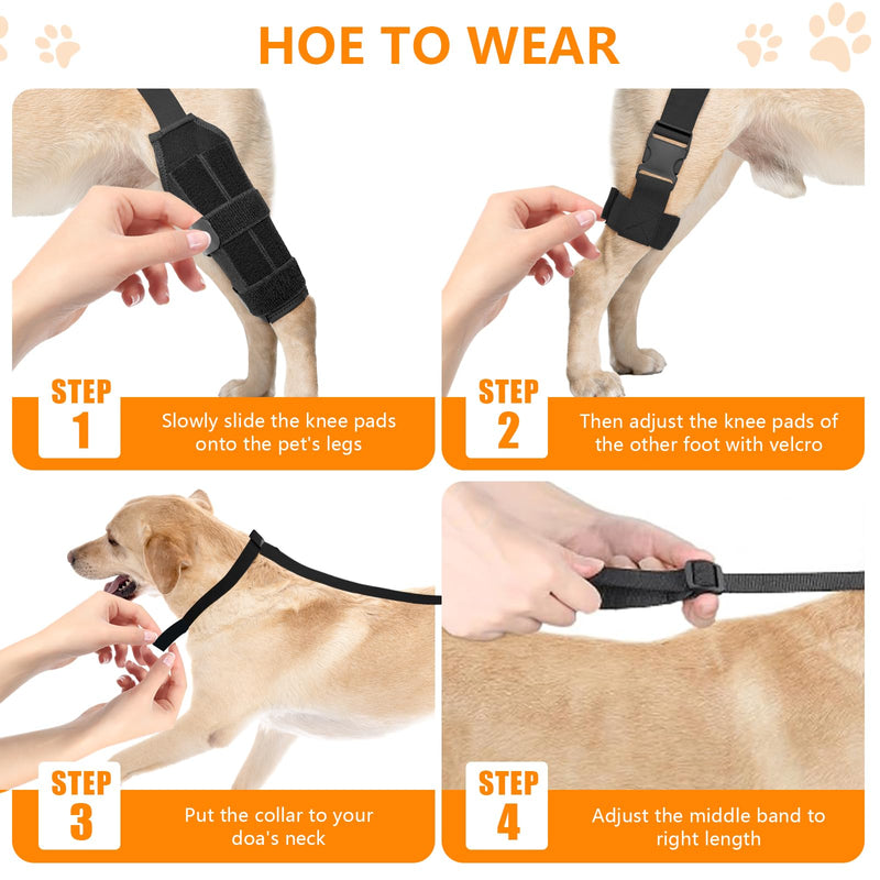 Adjustable Dog ACL Knee Brace - Hind Leg Support, Ligament Recovery, Cruciate Care - Large/Medium Sizes - Extra Stabilizers, Comfortable Wrap with Straps(Black L Size)