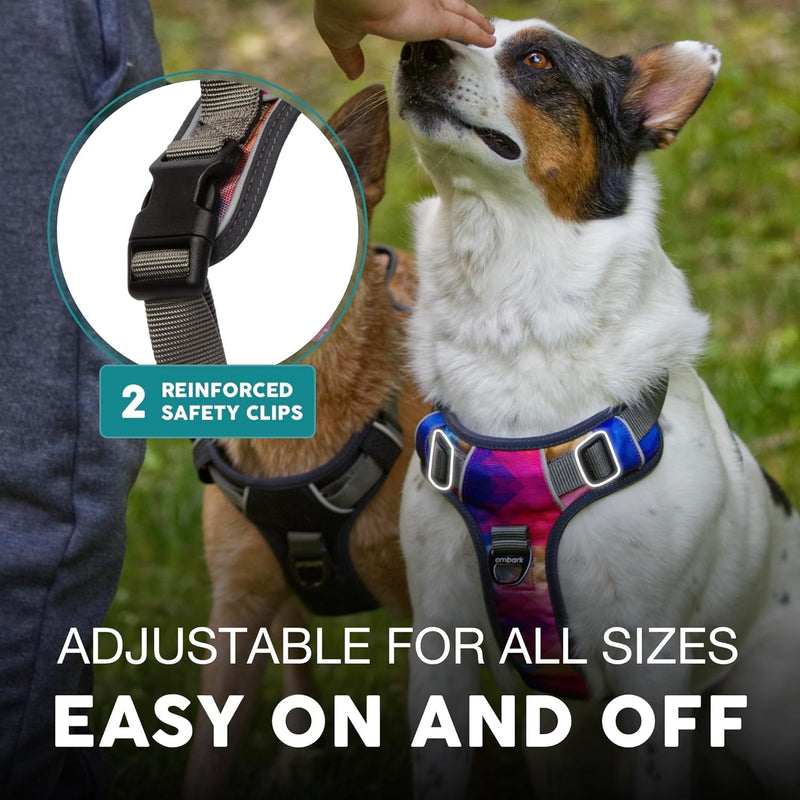 Embark Adventure No Pull Dog Harness, Reflective Trim No Pull Harness for Medium Sized Dog - Military Grade Nylon, Front Clip with Gel Lined Handle. Soft & Padded Puppy M Aurora - PawsPlanet Australia