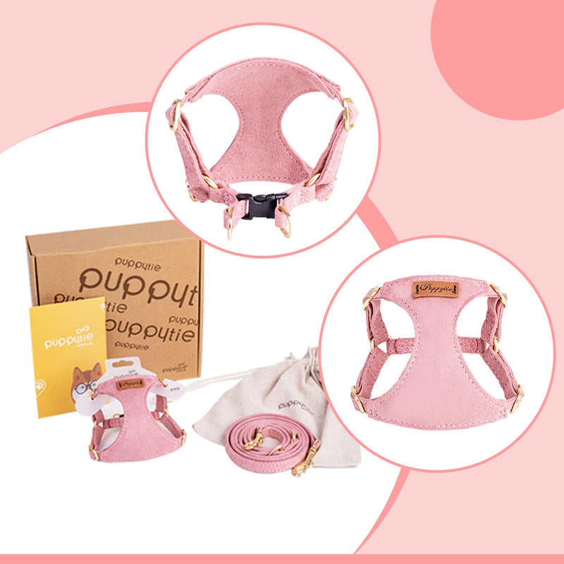Puppytie No Pull XXS Puppy Harness with Multifunction Dog Leash,Soft Adjustable No Choke Escape Proof Pet Harness Vest,Pink,XXS A-Pink XXS(2.2-6lb） - PawsPlanet Australia