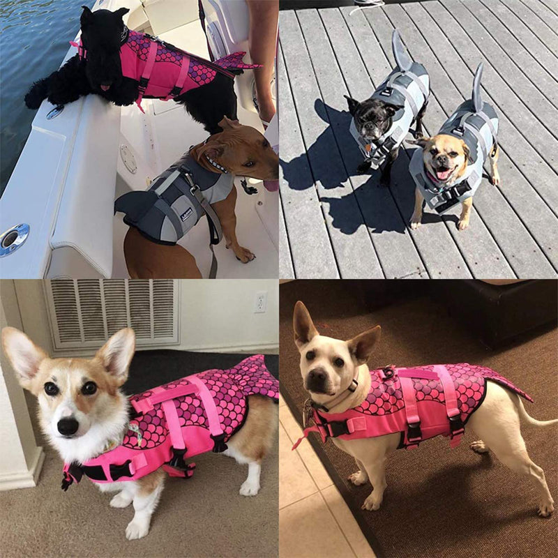 HAOCOO Dog Life Jacket Vest Saver Safety Swimsuit Preserver with Reflective Stripes/Adjustable Belt Dogs (Shark, Small) Shark - PawsPlanet Australia
