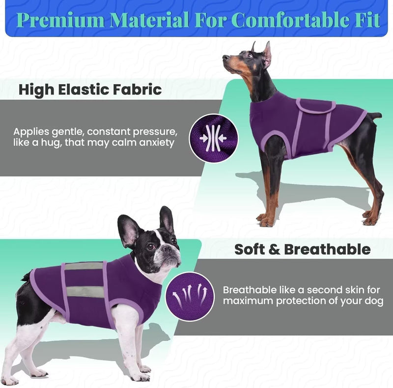 IECOii Dog Anxiety Vest,Comfy Pet Calming Jacket,Adjustable Relief Coat for Dog Anti-Anxiety Jacket for Thunderstorm,Firework, Separation,Travel,Vet Visit,Pet Calming Shirt,Keep Doggy Calm,Purple,XS XS(Chest Girth:11.8-16.1") Purple