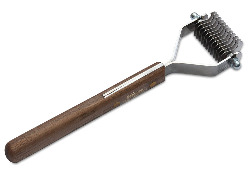 Mars Coat King Blunt Dematting Undercoat Grooming Rake Stripper Tool for Dogs and Cats, Stainless Steel with Wooden Handle, Made in Germany, 12-Blade - PawsPlanet Australia