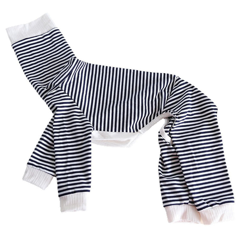 Italian Greyhound Striped Jumpsuit,Whippets Turtleneck Four-Legged Pajamas,Thin Dog Spring Autumn Onesie Anti-Hair Loungewear for Indoor Outdoor Wear_L(Black Stripe) L:Back Length:44cm/17.3in Black Stripe