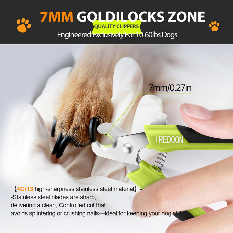 Dog & Cat Nail Clippers, 4Cr13 Stainless Steel Razor Sharp Blade - Professional Pet Grooming Tool with Nail File, Small Hand Friendly & Non-Slip Grip (Green) Green