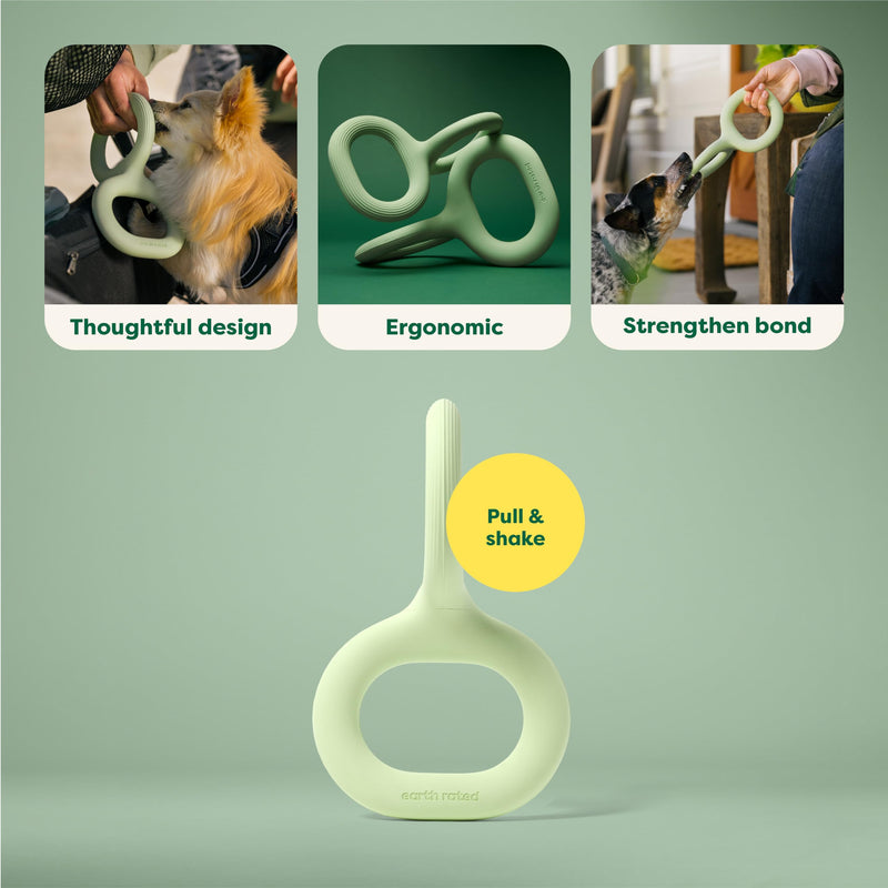 Earth Rated Tug of War Dog Toy, Interactive Pull Toy for Adult and Puppy Dogs, Ergonomic Grip, Natural Rubber, Small, Green - PawsPlanet Australia