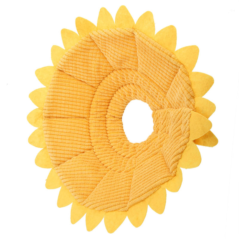 Recovery collar for pets, stylish cotton design for wound healing in dogs and cats, soft and lightweight, sunflower pattern, easy to wear (size 5: neck circumference 29-35 cm)