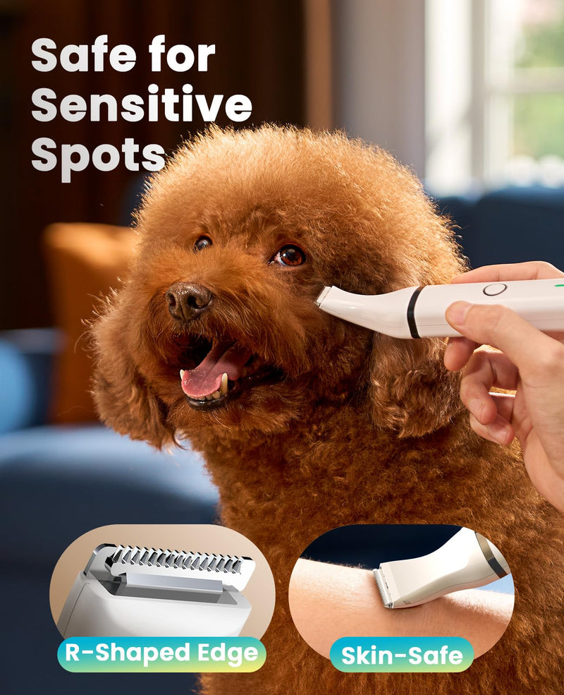 oneisall Dog Paw Trimmer with 2 Blades,Low Noise Dog Clippers Grooming Kit,Pet Trimmer for Dogs Cats Paws, Eyes, Ears, Face White - PawsPlanet Australia