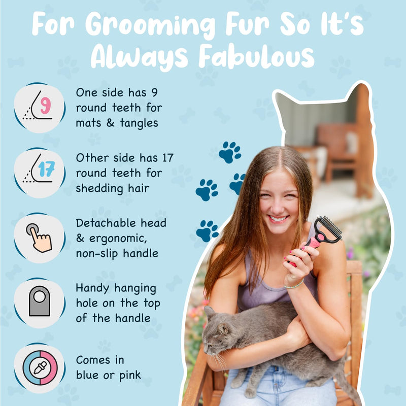Sinko Undercoat Rake and Brush for Dogs and Cats - Deshedding Tool for Double Coats, Shedding Control (Brush and Comb) Brush and Comb - PawsPlanet Australia