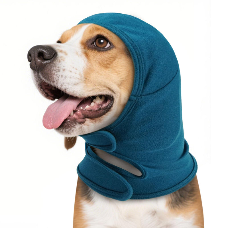 IECOii Dog Snood Ear Protector,Adjustable Ear Wrap for Dogs,Soft Dog Ears Head Covers for Noise Reduction & Anxiety Relief,DogsEar Flap Wrap for Ears Hematoma Grooming Firework Force Drying,Blue,S Small（Neck circumference:11.8") Blue