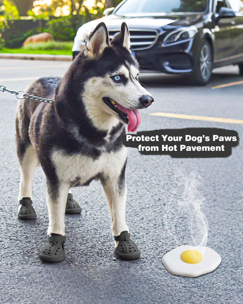 Dog Boots for Hot Pavement & Snow, Waterproof Non-Slip Dog Shoes with Reflective Straps, Adjustable Pet Booties for Small to Large Dogs, Outdoor Paw Protection, 4Pcs Black Size 6: (2.17" × 2.76") (W × L) - PawsPlanet Australia