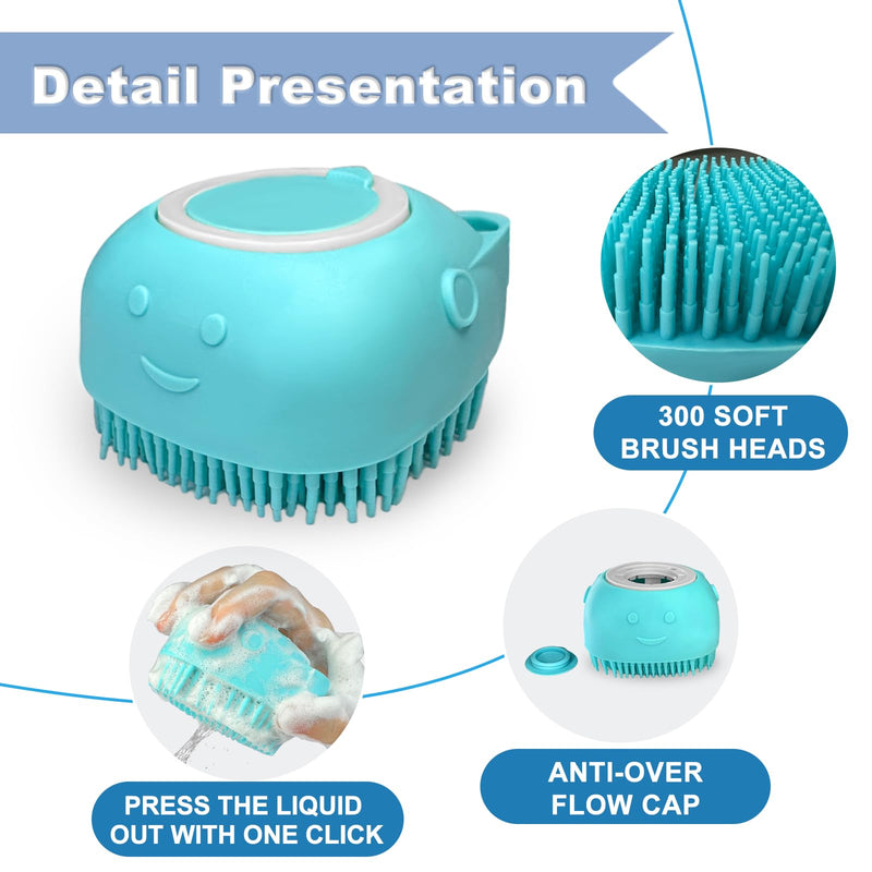 2PCS Dog Washing Gloves and Dog Shampoo Brush, Dog Bath Supplies Dog and Cat Bath Set Blue Blue - PawsPlanet Australia