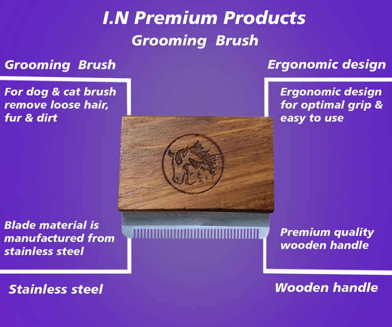 Deshedding Grooming Tools for Dogs Cats & Horse Easy Ergonomic Wooden Handle Professional Brush Grooming Tool, Remove painlessly 95 Percent of Lose Hair Fur & Dirt (5 inch) (2.5 inch) 2.5 inch - PawsPlanet Australia