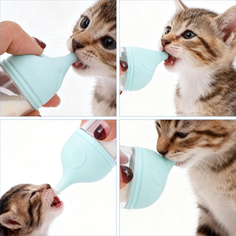 5pcs Kitten Bottle Feeding Kit, Including Bottle Cleaning Brush Spare Silicone Nipples Feeder Reusable Pet Feeding Kit for Newborn Cat Small Animals - PawsPlanet Australia