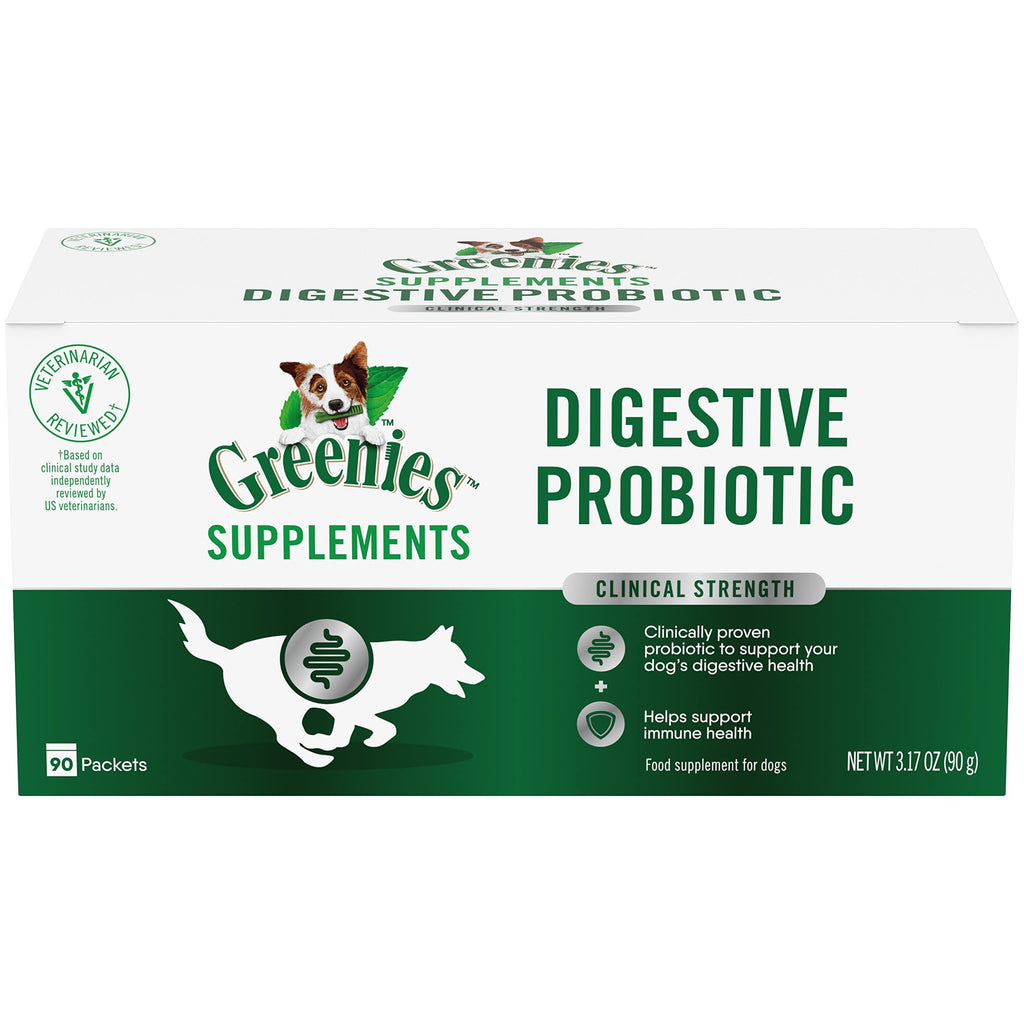 GREENIES Supplements Digestive Probiotic for Dogs Supplement Powder, 1 g. Packets, 90 Pack 90 Count - PawsPlanet Australia