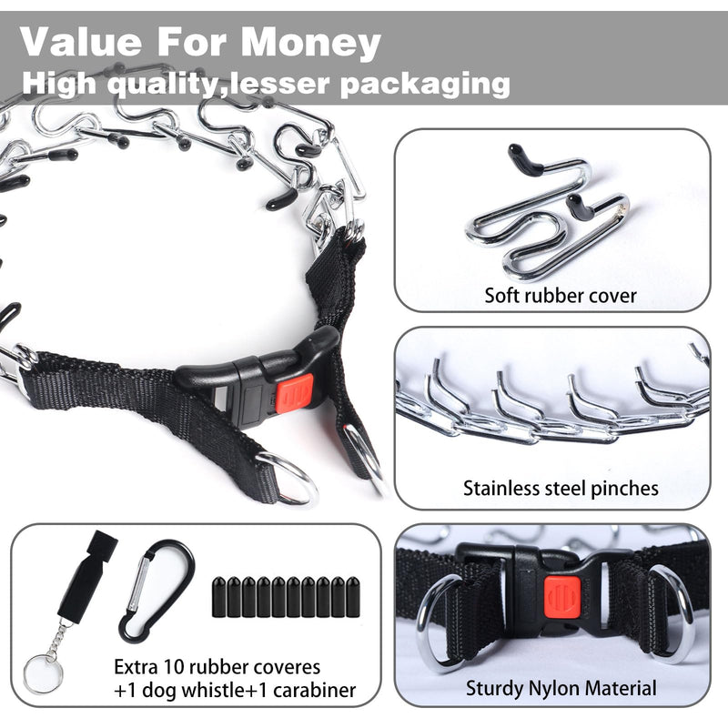 Pinch Collar for Dogs,Adjustable Dog Training Collar for Small Medium Large Dogs with Quick Release Buckle, No Pull Dog Collar Prong(S,10"-13") S (Neck: 10"-13" ) Metallic - PawsPlanet Australia