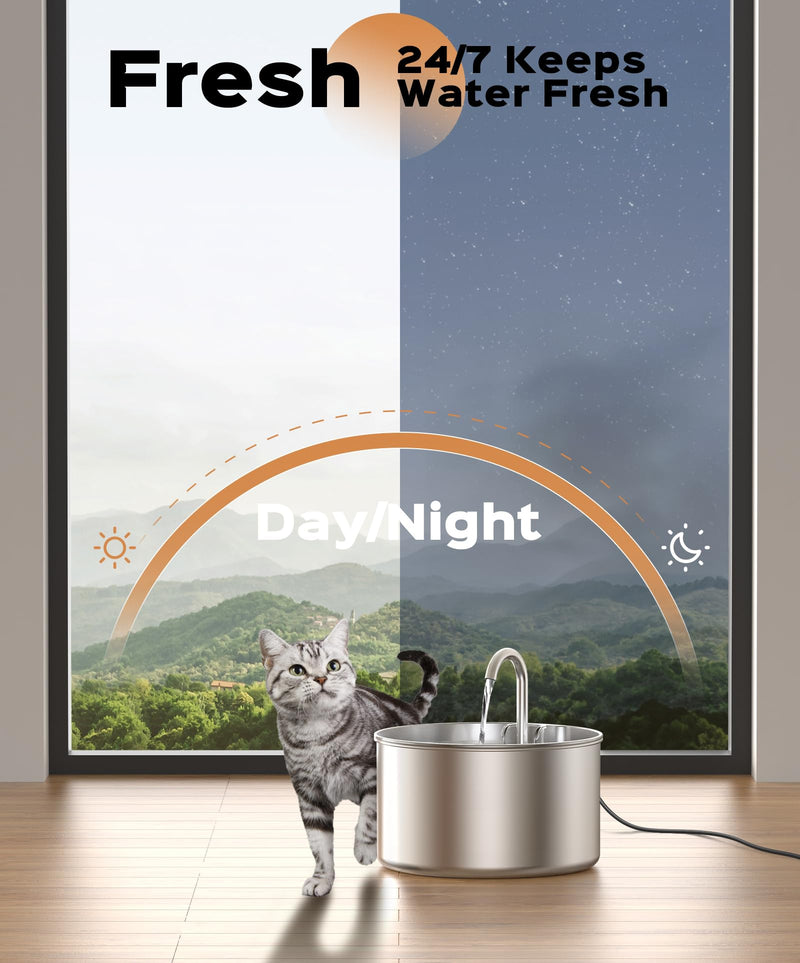 Stainless Steel Cat Water Fountain: Pet Fountains Indoor Metal Automatic Dispenser Cat Waterer Bowls Dog Faucet Bottle Pets 24/7 Running Watering for Drinking Quiet Pump with 1 Filter S5 Fountain - PawsPlanet Australia