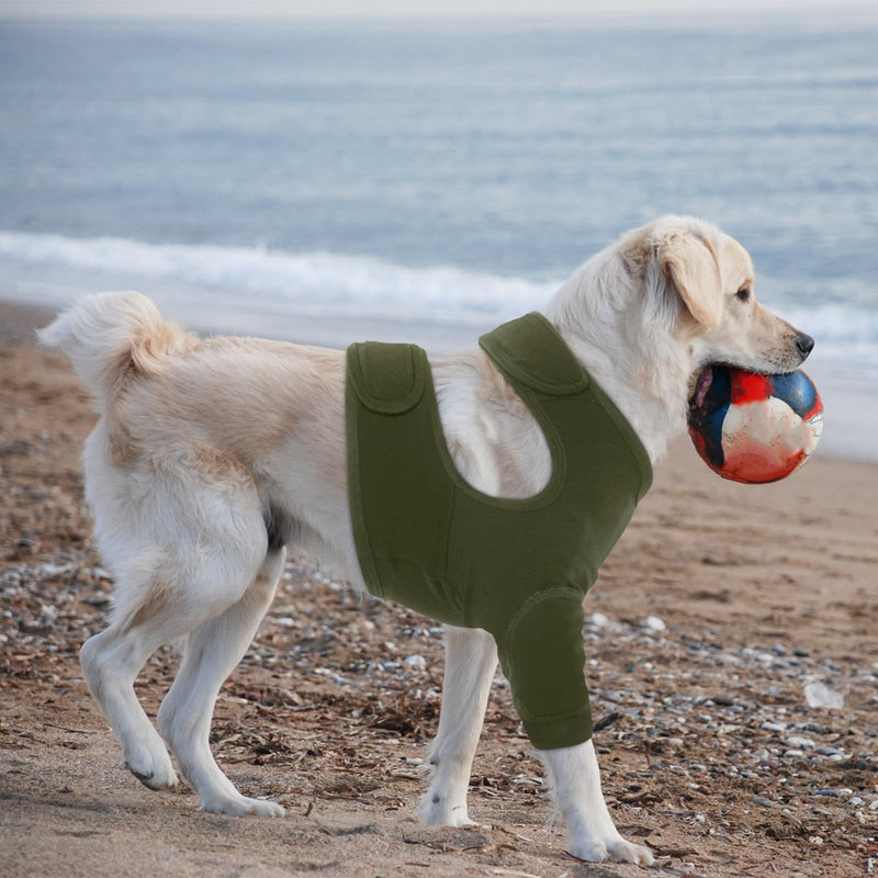 Nanaki Surgery Dog Recovery Suits for Front Legs, Dog Leg Sleeve to Stop Licking, Doggy Anti-Lick Wounds Pants, Pet Wound Cover Protective Sleeves Arm Protector for Injuries & Joint Pain M(Chest Girth:17.72"-20.87") ArmyGreen