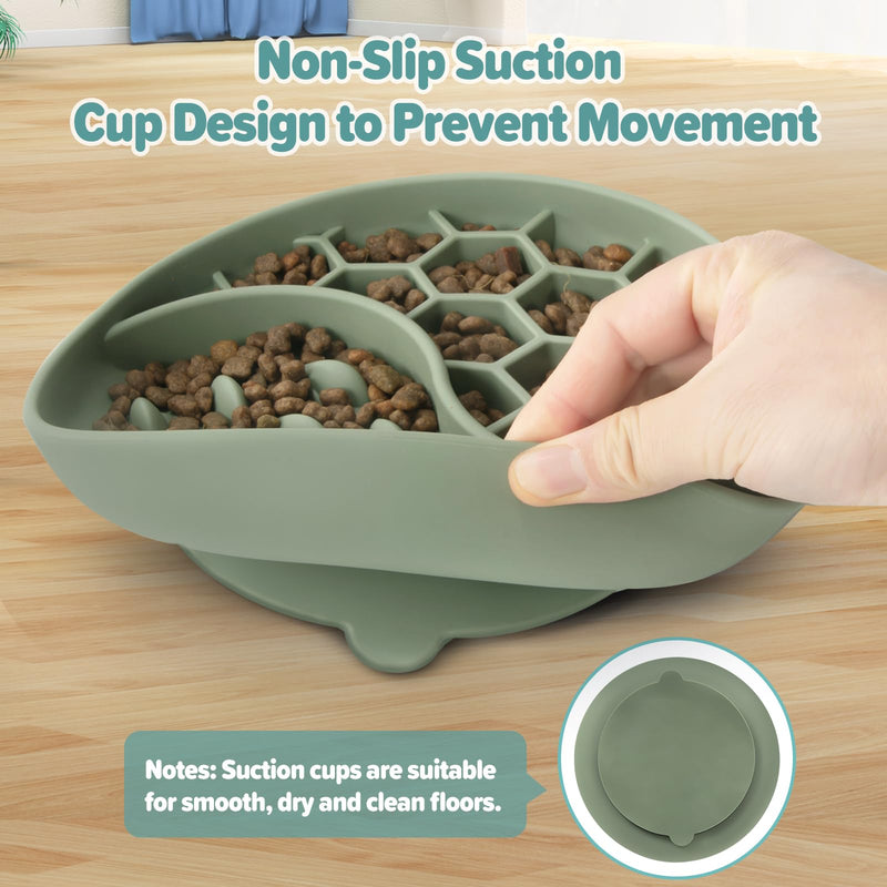 Slow Feeder Dog Bowls, Silicone Pet Food Bowls with Suction Cups for Small Medium Breed, Non-Slip Dog Feeding Bowls Slow Down Pet Eating Speed, Anxiety Relief & Fun Added (Green) Green - PawsPlanet Australia