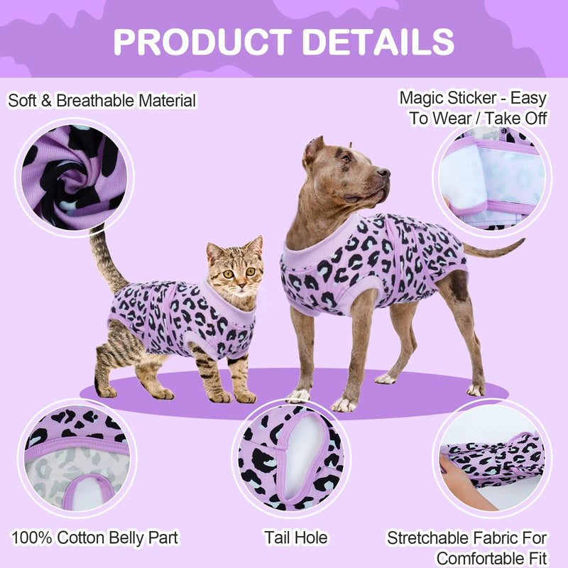 Kuoser Dog Recovery Suit for Dogs After Surgery,Professional Surgical Onesie for Female Male Dogs Spay Neuter,Soft Dog Surgery Suit Bodysuit for Abdominal Wounds Skin Disease,Purple Leopard M Medium (Back: 13.4" - 16.1"; Weight: 14 - 25LB) Purple Leopard - PawsPlanet Australia