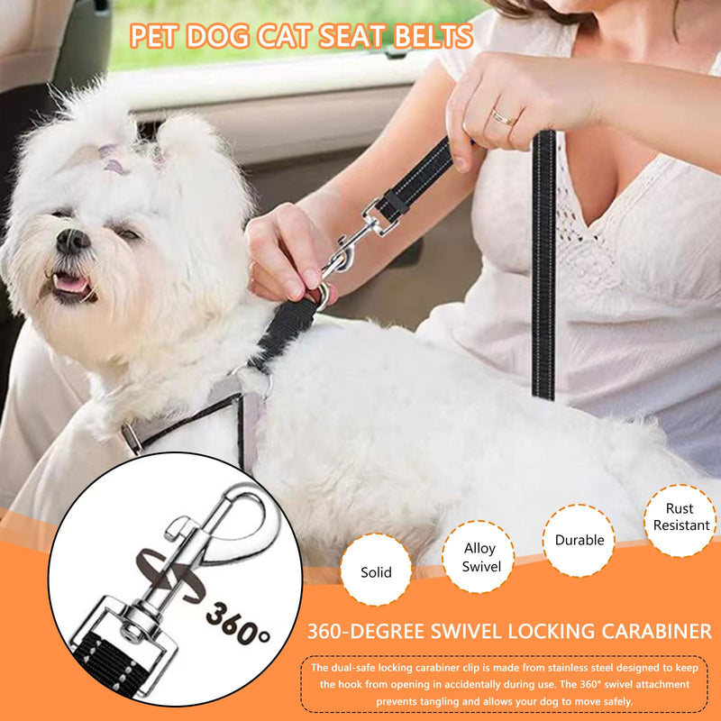 Adjustable Pet Safety Seat Belt for Dogs & Cats - Car Headrest Restraint with Nylon Fabric - Comfortable & Durable Dog & Cat Vehicle Seatbelts & Harness(Black) black - PawsPlanet Australia