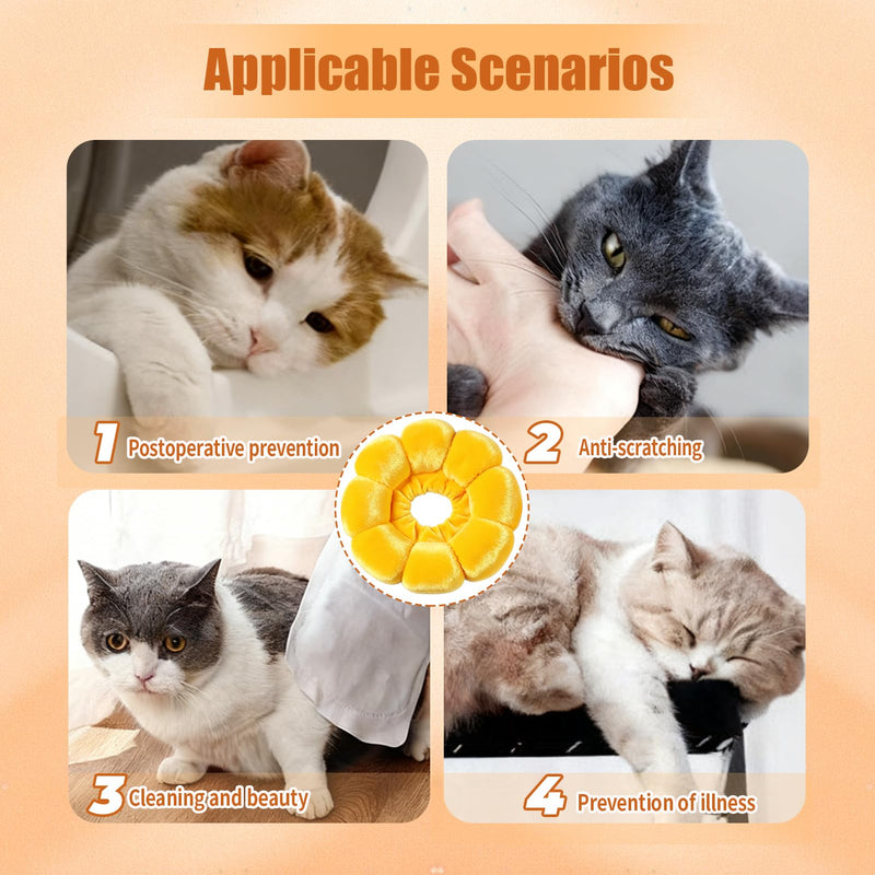 Cat Collar, Soft Adjustable Cat Collar for Cats and Small Dogs, Ideal for After Surgery, Care and Protection, Breathable, Bacteria-Inhibiting and Skin-Friendly (Yellow, M)