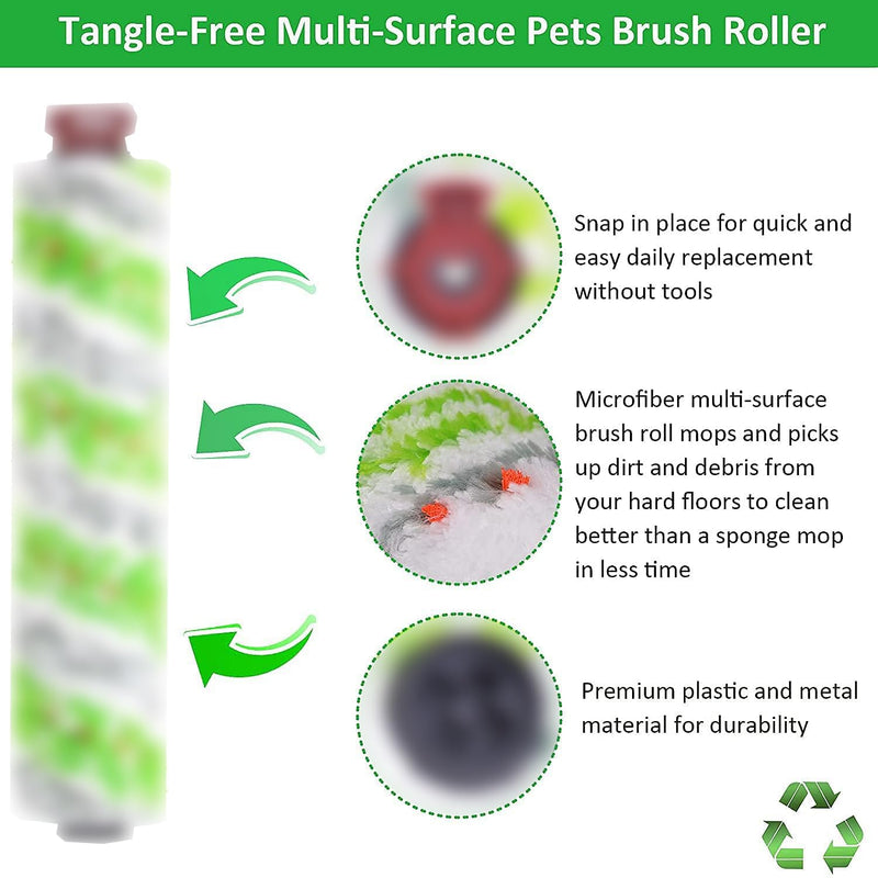 for Bissell CrossWave Pet Pro 2306A CrossWave 1785 Series Replacement Parts 4 Pack 2460 Multi-Surface Pet Pro Cleaner Brush Rolls Tangle-Free+4 Pack 1866 Vacuum Filters Part 1613568 1608684 4+4 Green - PawsPlanet Australia