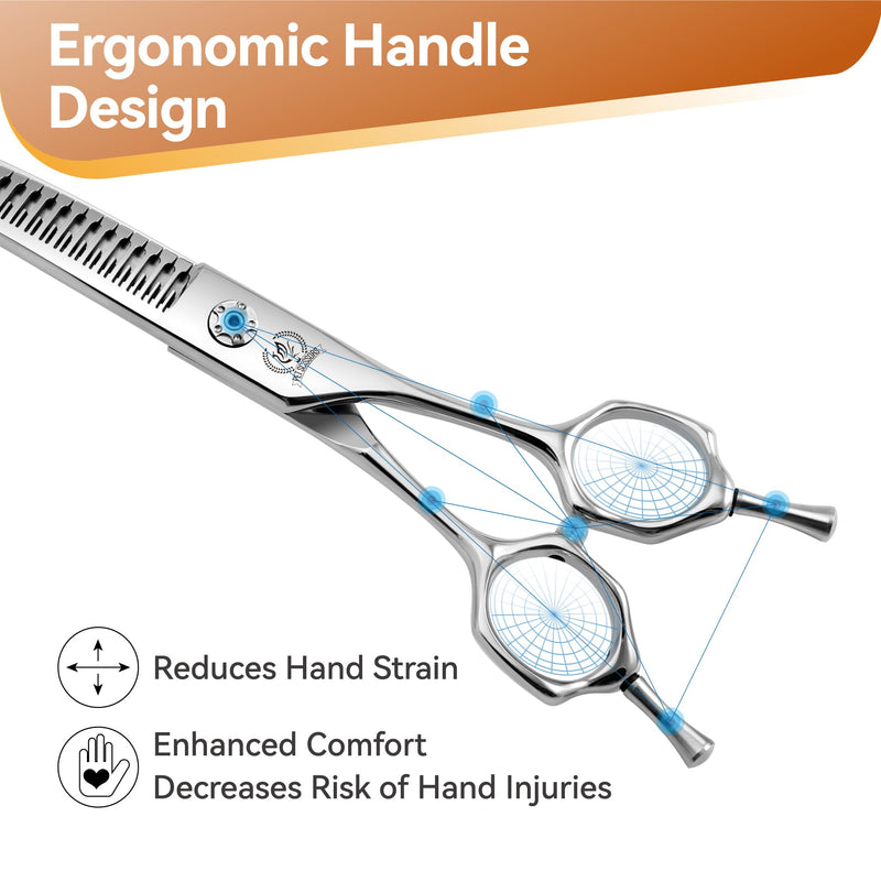 Fenice Peak 7.5 Curved Thinning Traceless Dog Grooming Scissors Japanese 440C Stainless Steel with Bearing Screws Smooth Cutting and Durable 7.5'' - PawsPlanet Australia