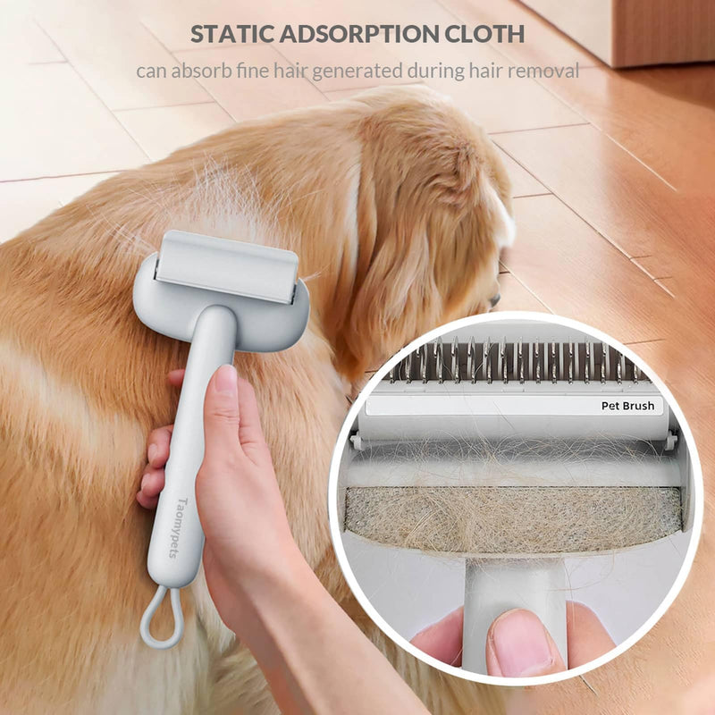 Self Cleaning Grooming Brush for Shedding Pets Rake Gently Removes Loose Undercoat Mats Tangled (Pink) Pink