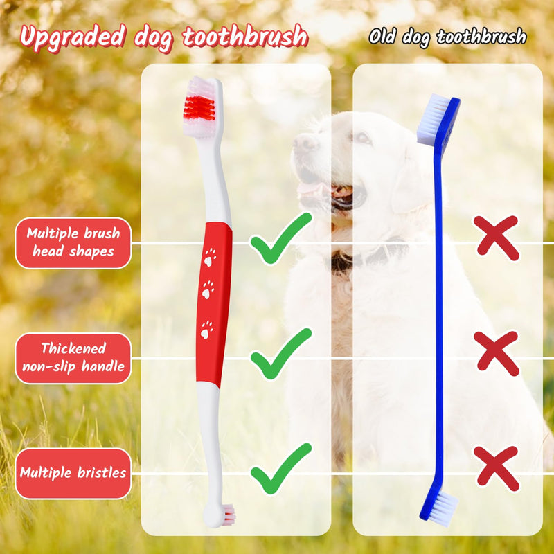 3 Pack Dog Toothbrush for Pet Small and Large Breed Dogs Cats with Soft Bristles, Dual Head Puppy Toothbrushes Kit in Bulk, Non Slip Individual Packing, 360 Easy Teeth Cleaning and Dental Care 3 Count (Mix) - PawsPlanet Australia