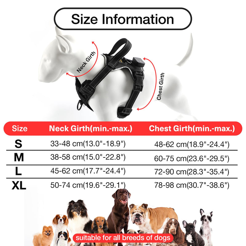 MASBRILL Light Up Dog Vest Harness, LED Dog Harness with Rechargeable Battery, Adjustable & Reflective with Handle & 2 Lead Clips, Soft Padded for Small, Medium, Large Dogs (Red L) Black-Red