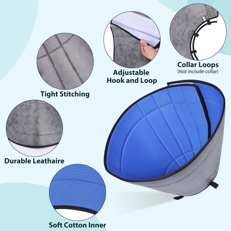 Dog Cone for Small, Medium, and Large Dogs and Cats, Soft Cone for Dogs After Surgery, Lightweight Leathaire Recovery Cone Collar to Stop Licking and Scratching(4(Neck: 9.25-10.75")) 4(Neck: 9.25-10.75") Black - PawsPlanet Australia