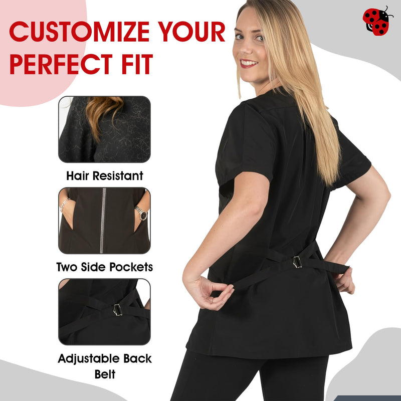 Ladybird Line 460 Water Resistant Rhinestone Jacket, Short Sleeve, Hair Bleach Resistant, Pet Grooming Hair Stylist Large - PawsPlanet Australia