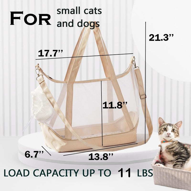 Visible Comfort Cat Sling Carrier for Small Cats 3-8lb,Mesh Dog Sling for Small Dogs and Cats-Light & Breathable Cat Carrier Pouch,Soft Puppy Purse with Adjustable Shoulder Strap(Beige) Beige - PawsPlanet Australia
