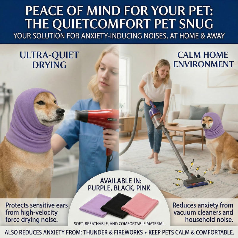 3Pack for Dogs & Cats | Dog Ear Protection Noise Muffs | Snood Ear Wrap Headband for Anxiety Relief, Grooming & Bathing | No Shake Calming Hoodie(M) M
