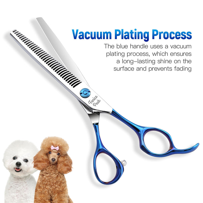 Fenice Peak Grooming Scissors for Dogs 7 inch Thinning Pet Grooming Scissors Ergonomically Designed Blue Handles Ideal Dog Shears for Precise Trimming Easy Use. Thinner 6.5" - PawsPlanet Australia