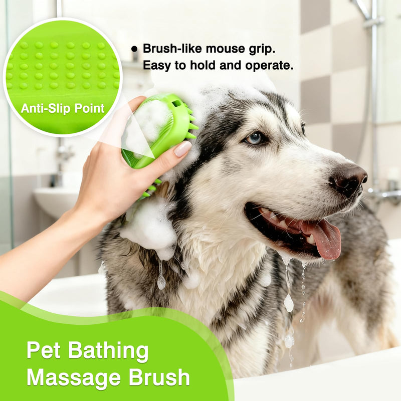 Pet Rubber Bath Brush for Dogs & Cats, Soft TPR Bath Curry Brush with Massage Design for Long and Short Hair Pets