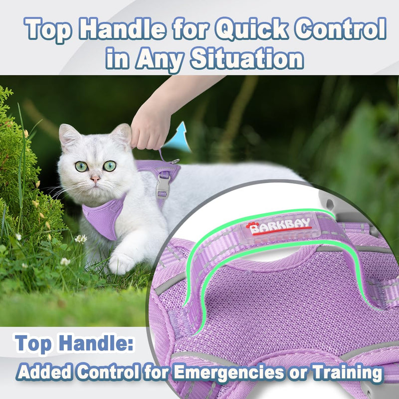 Cat Harness and Leash Set Escape Proof for Kitten Walking, Soft Adjustable Top Handle Vest Harnesses for Cats, Easy Control Breathable Reflective Small Medium Large, Violet Purple, M - PawsPlanet Australia