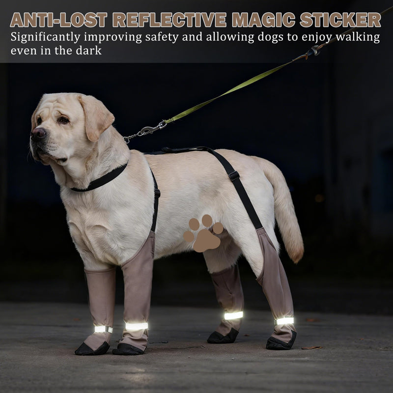 Dog Suspender Boots for Small/Medium/Large Dogs, Tall Waterproof Paw Protectors, Anti-Slip & Fall Rain Booties Snow Shoes Leggings, Adjustable Strap Pet Boots for Outdoor Walking Hiking (L) L - PawsPlanet Australia